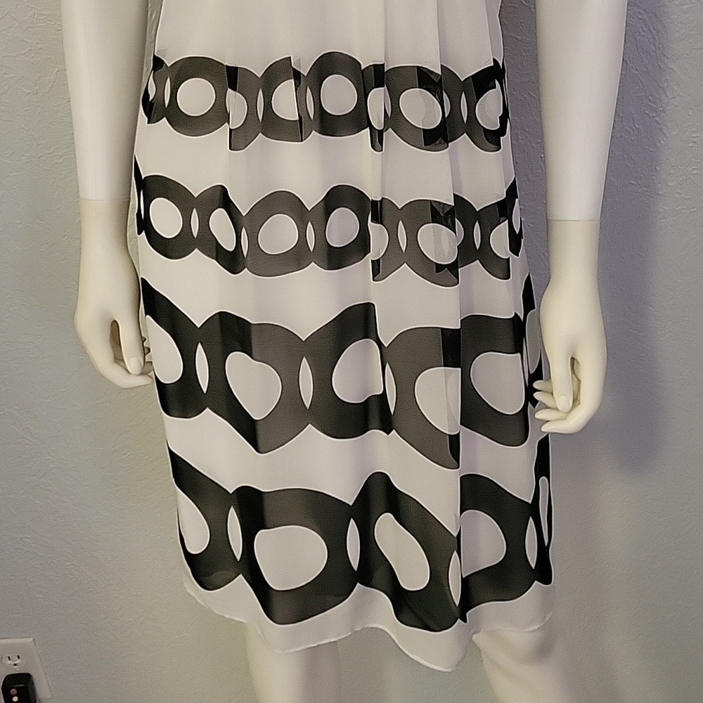 Sangria Monochrome Halter Atomic Mod Babydoll High Waist Chiffon Jumper Dress - Picture 5 of 9